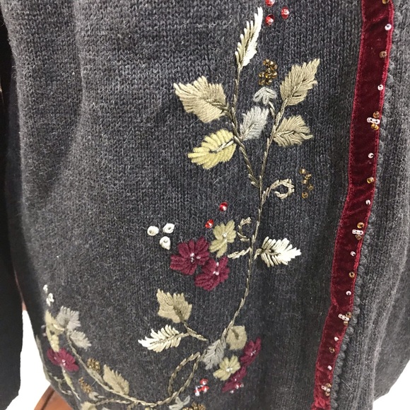 NEW Stiches in Time QVC Cardigan Sweater -Floral - Picture 6 of 8
